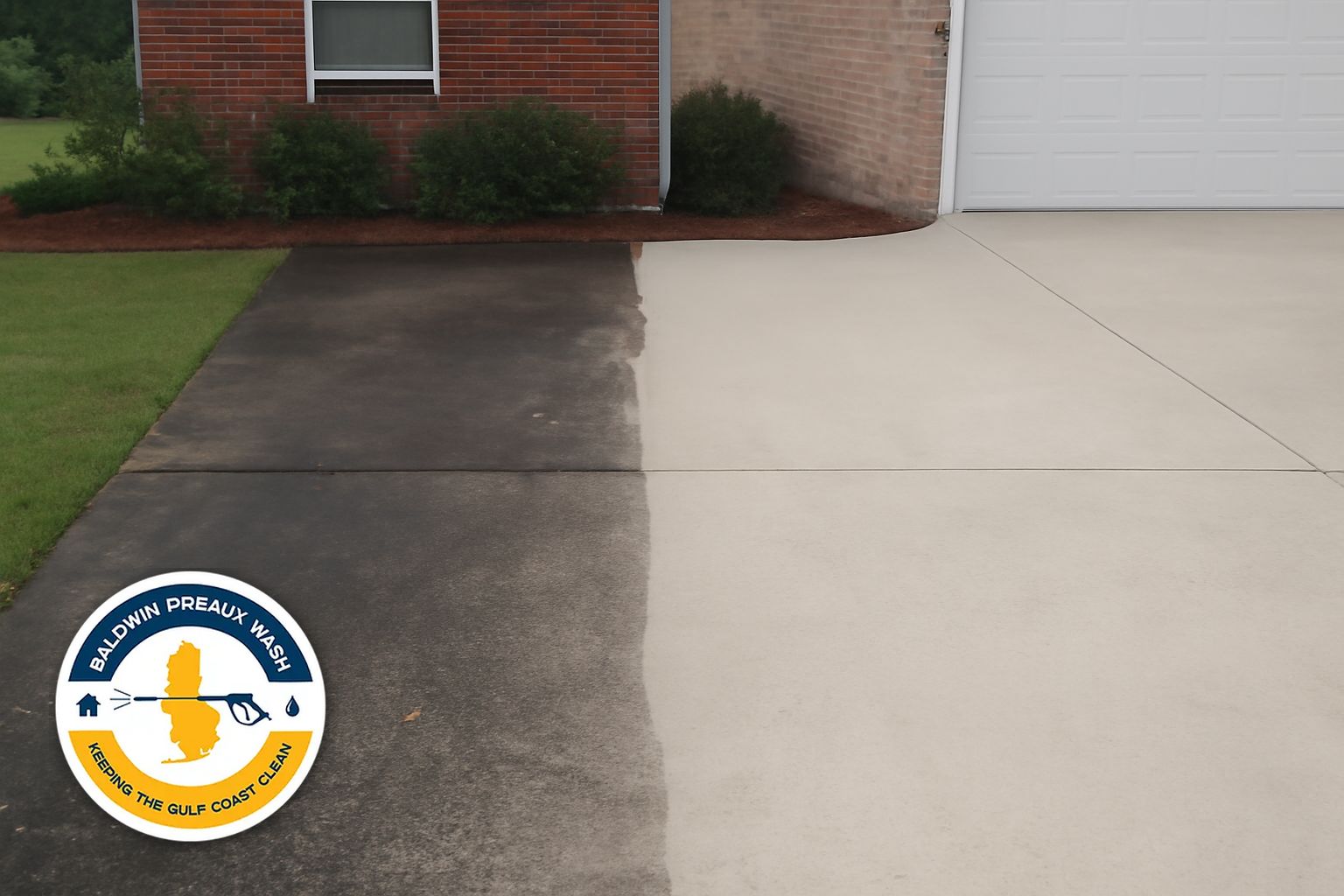 Commercial soft wash on a brick storefront in Fairhope Alabama 36532