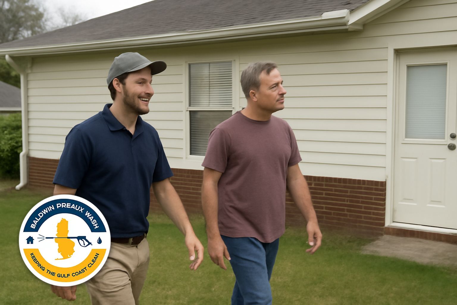 Before and after house washing on a Foley Alabama ranch-style home