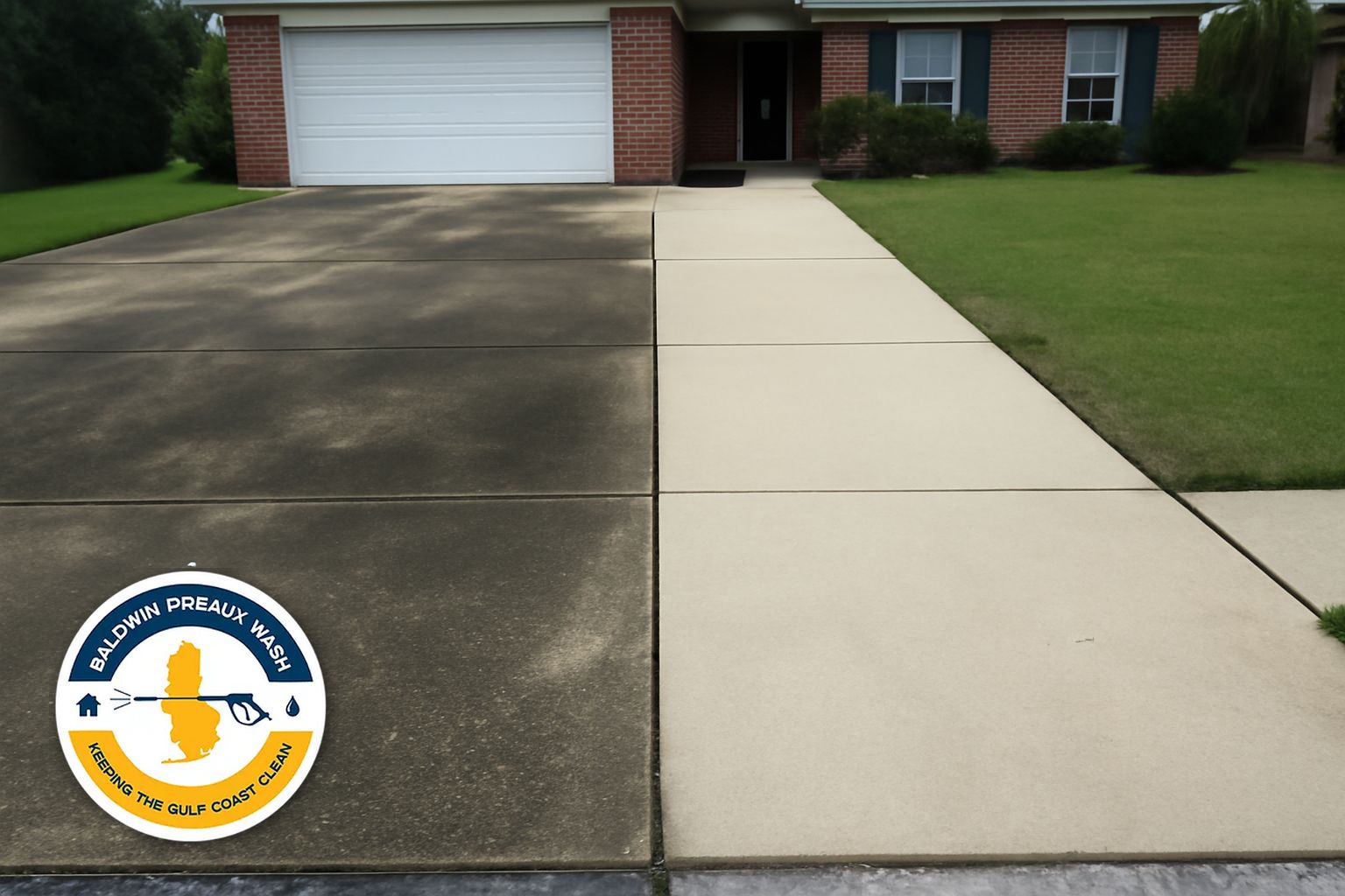 Concrete driveway being pressure washed in Gulf Shores Alabama