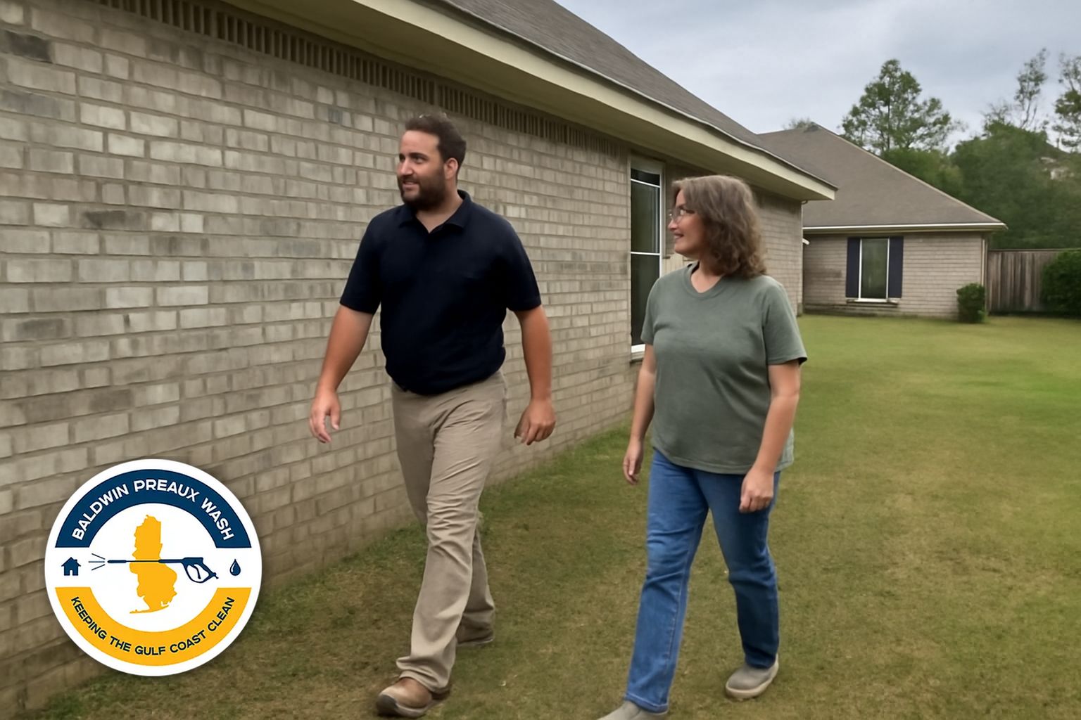 Downspout flush during gutter cleaning service on a south Baldwin County home in Foley