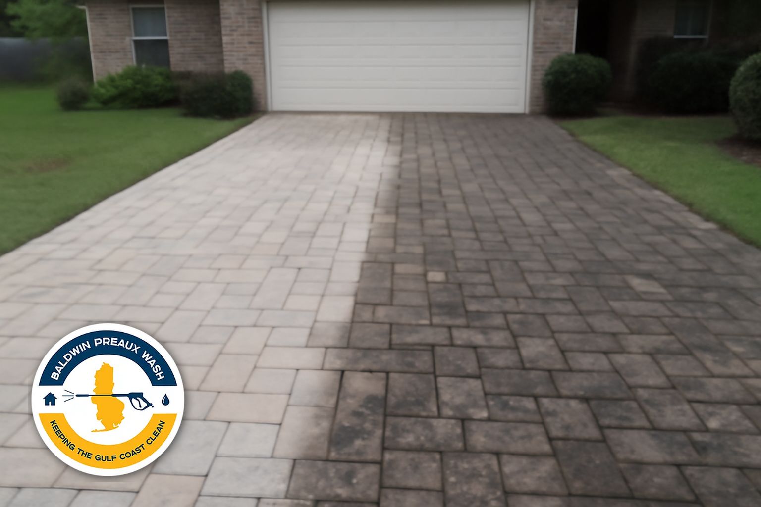 Cleaned and sealed brick pavers on a Mobile Alabama walkway after professional service