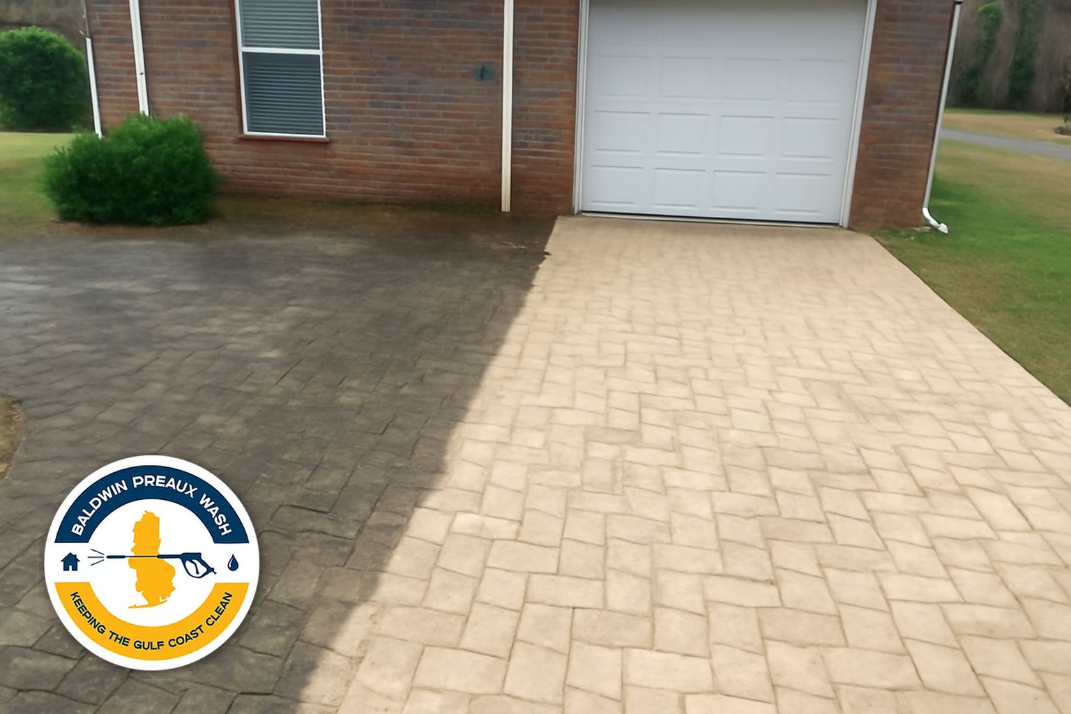 Paver joints with weed growth and clay staining in north Baldwin County Alabama