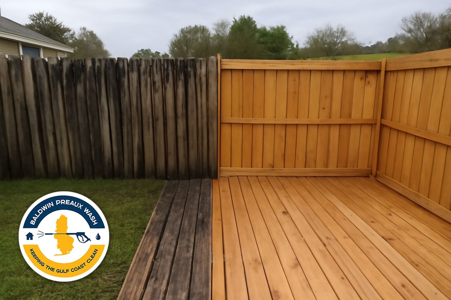 Moldy wood fence before cleaning in Foley, AL