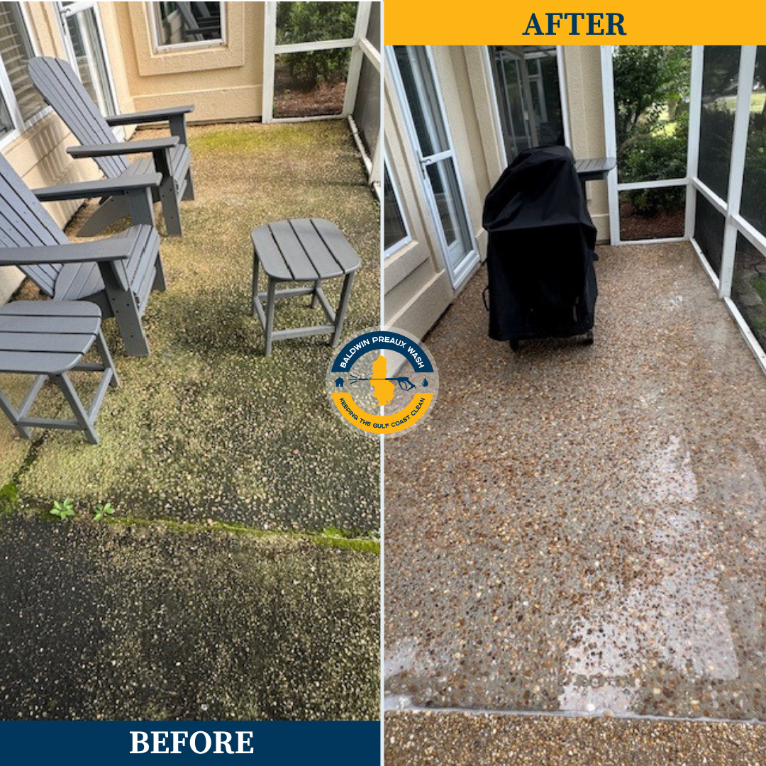 Amazing Transformation Patio Washing and House Washing for the Williamsons in Gulf Shores AL